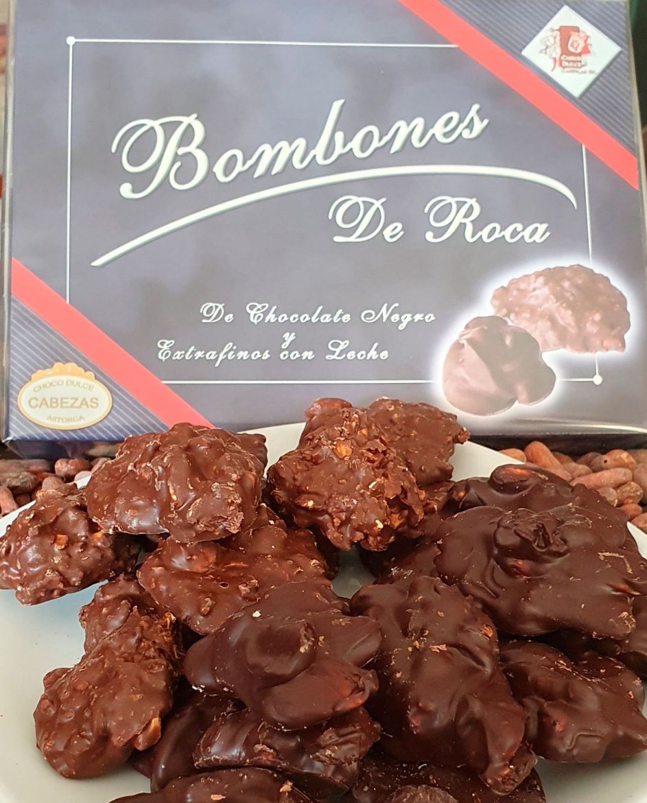 bombones de roca chocolate negro y extrafinos con leche